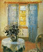 Anna Ancher, anna anchers stue med lysebla gardiner